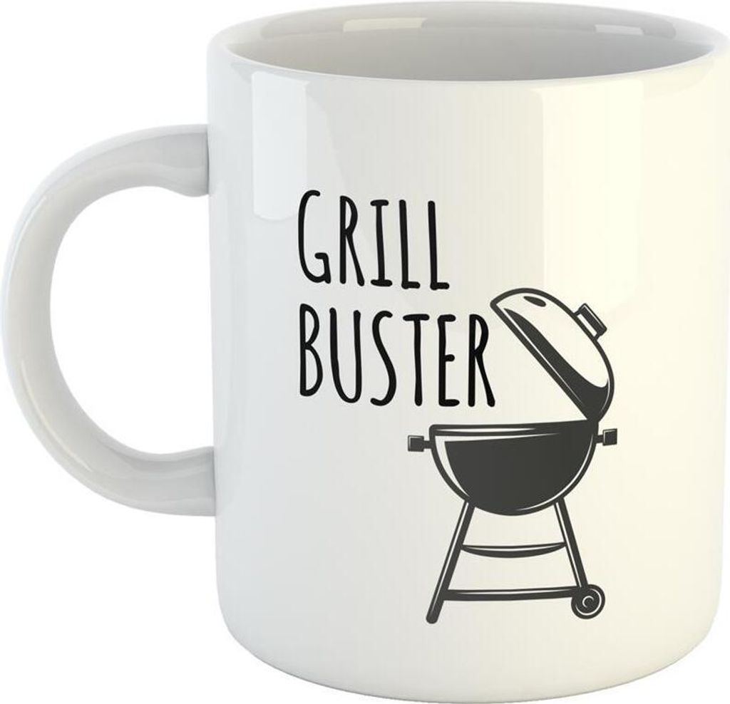 Huuraa Kaffeetasse Grill Buster Geschenk Tasse Weiß 330ml Grill Buster Präsent