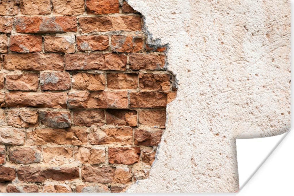 MuchoWow Poster Gips - Wand - Ziegel 180x120 cm - Fotoplakat