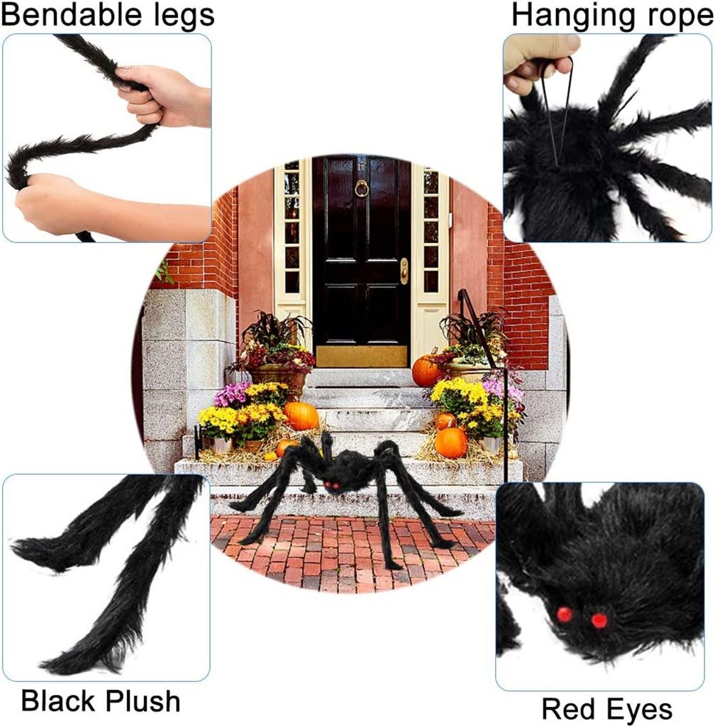 Halloweenska dekoračná sada obrovský pavúk 200 cm + 3,6 m Obrázok produktu 3