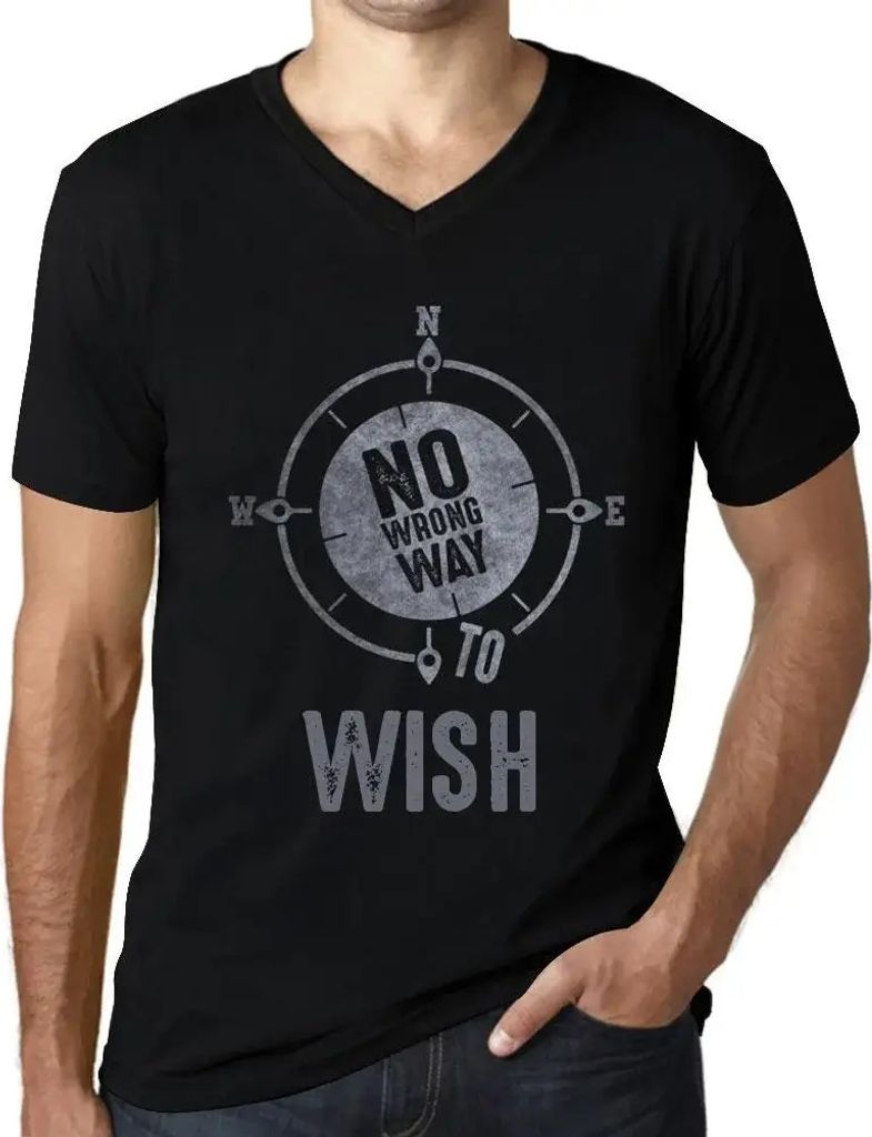 Herren Grafik T-Shirt V-Ausschnitt Keine falsche Art zu wünschen – No Wrong Way To Wish – Öko-Verantwortlich Vintage Jahrgang Kurzarm Lustige...