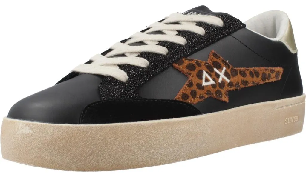 Sneakers Femme Sun68 Katy Leather Noir - Chaussures de Sport Chic en Cuir