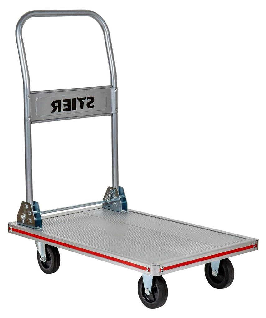 Aluminium Plattformwagen, klappbar, Tragkraft 150 kg, Ladefläche 680 x 415 mm, mit Kantenschutz und Lenkrollen
