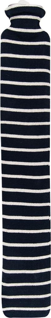 A long, striped hot water bottle.