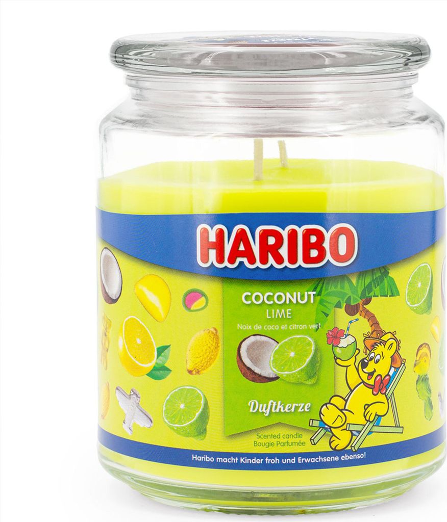 Świeca zapachowa Haribo Coconut Lime, świeca w szkle, Zdjęcie produktu 
