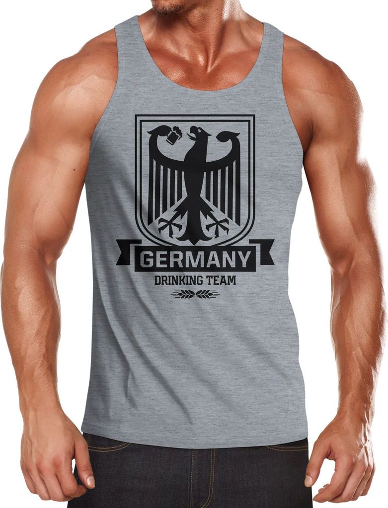 Lustiges WM Herren Tanktop Germany Drinking Team Deutschland Fan-Shirt Moonworks grau S