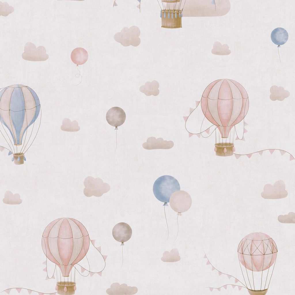 Profhome 770771-GU Kinder Tapete Wolken matt creme beige blau rosa 5,33 m2