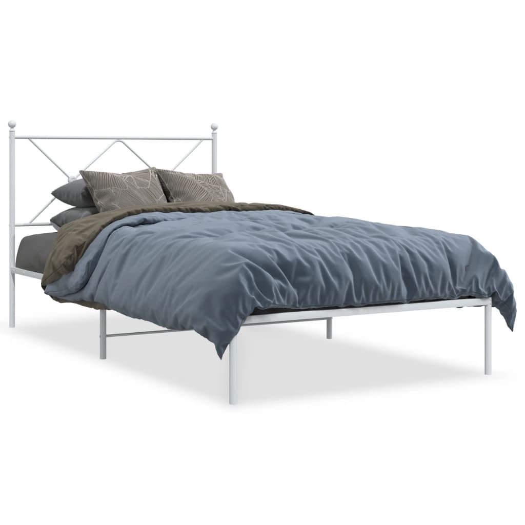vidaXL Bettgestell mit Kopfteil Metall Weiß 100x190 cm