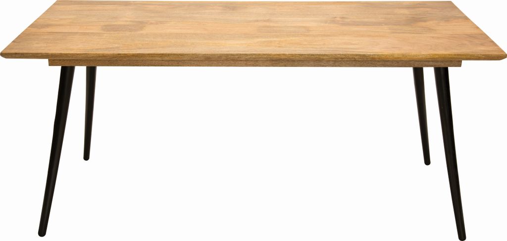 SIT Möbel Tisch 140 x 80 cm | Tischplatte 25 mm Mango-Holz natur | Beine Metall schwarz | B 140 x T 80 cm H 77 cm | 12816-01 | Serie TISCH