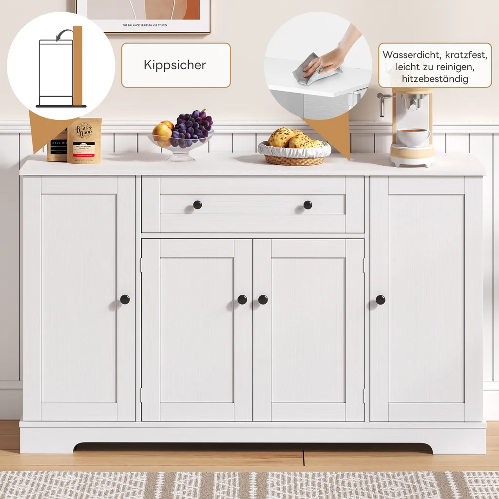 Buffet de Cuisine Flieks : Solution de Rangement Gain de Place Blanc - 6