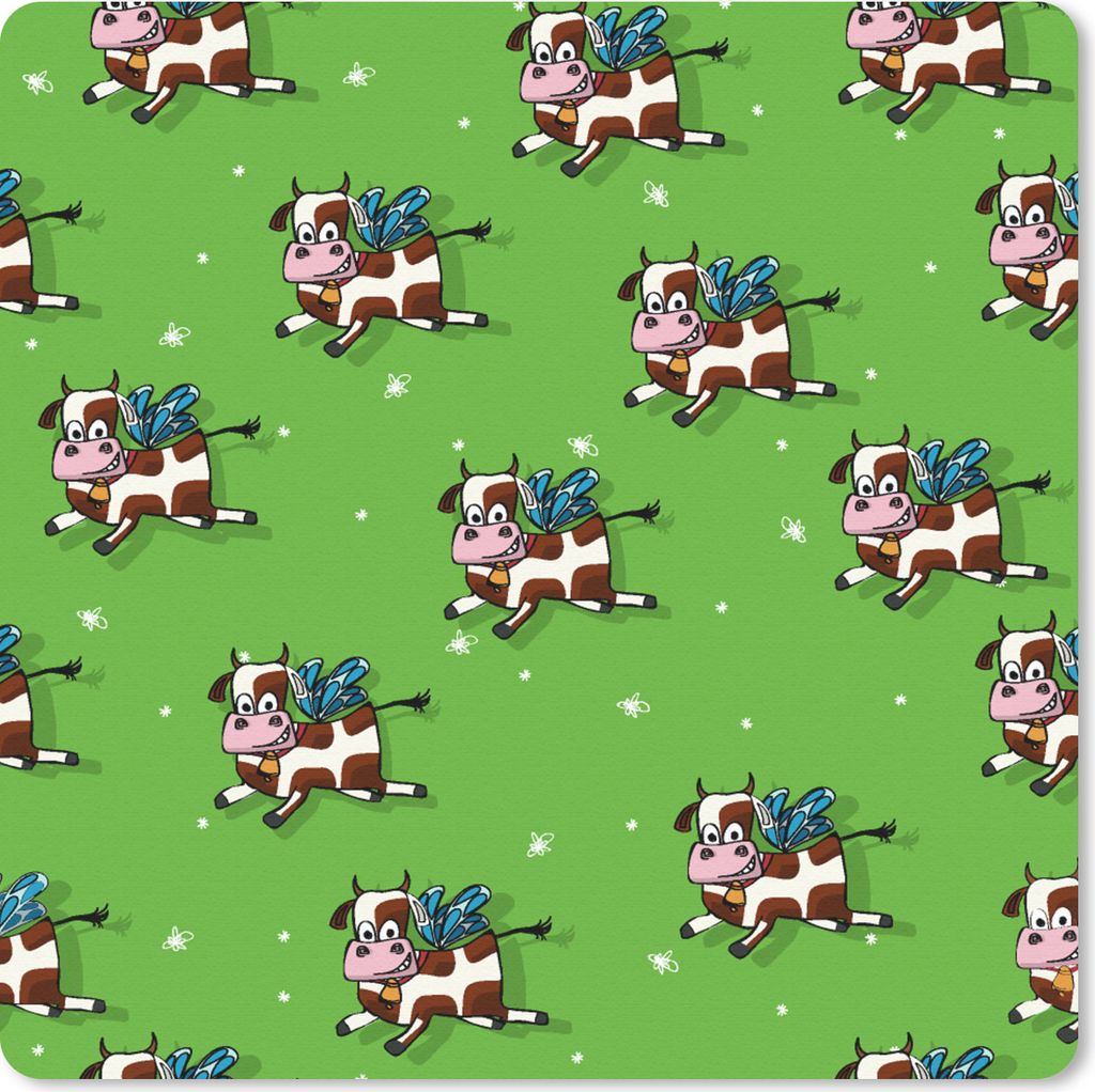 MuchoWow Mauspad Mousepad Kuh - Flügel - Muster - Kind 20x20 cm - Mousepads - Maus Mat - Pad - Mausunterlage - Desk Mat - Bureauartikeln