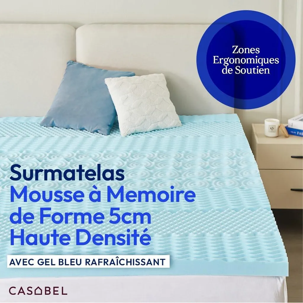 Surmatelas Mémoire de Forme 140x190 CASABEL pour Lit 2 Personnes 5cm