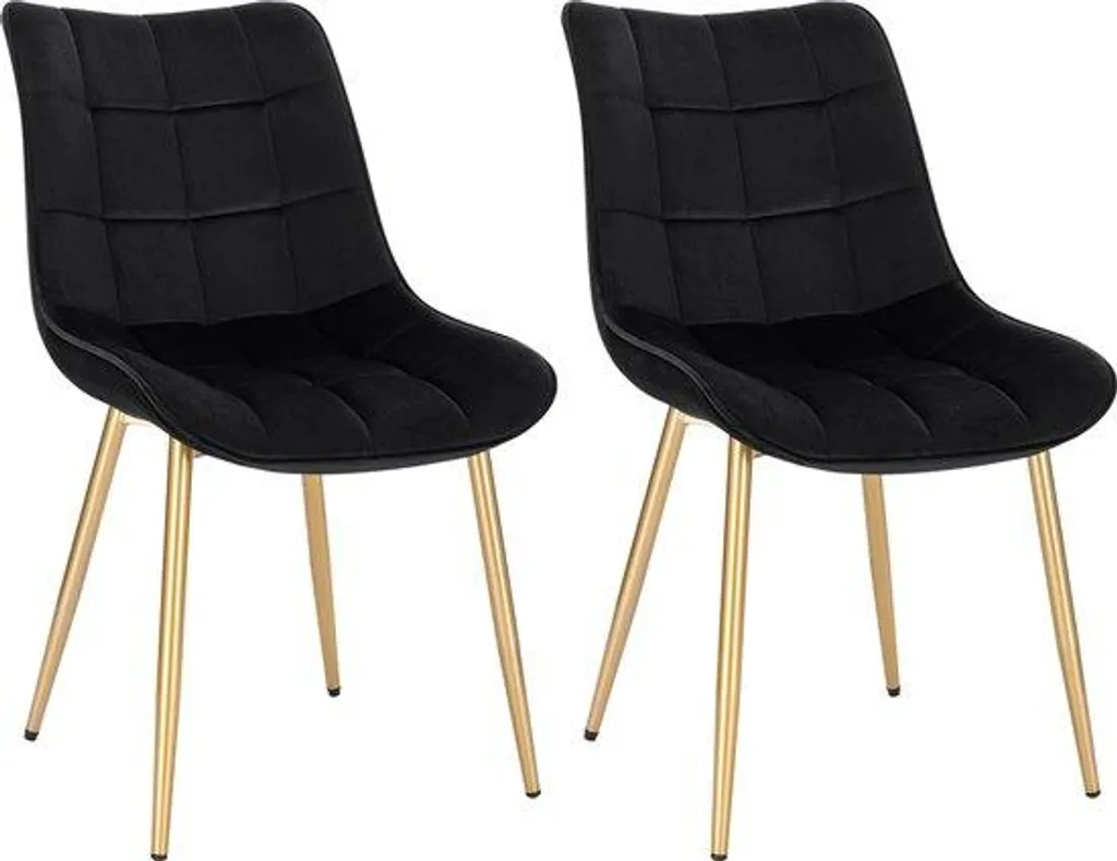 Lot de 2 chaises de salle à manger en velours noir 46,5x42x82 cm