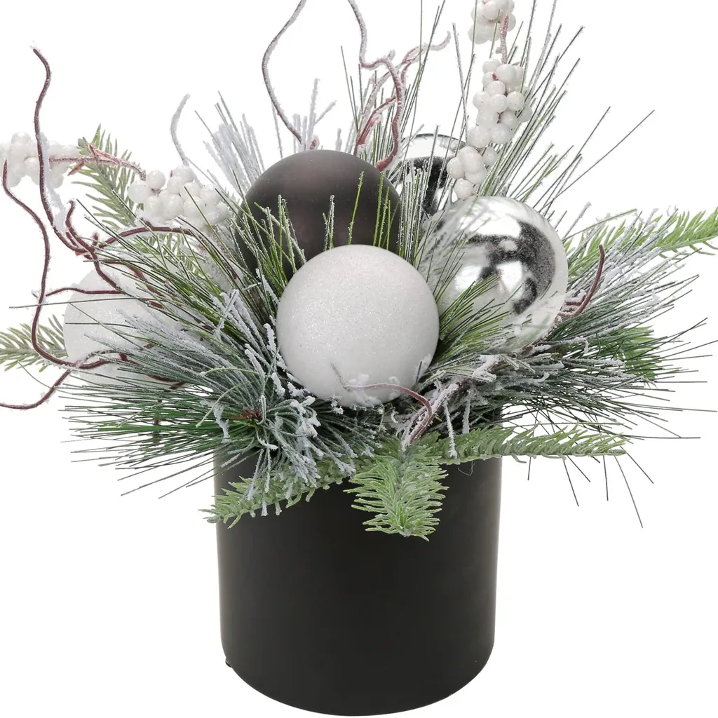 Décoration de Noël en céramique, plante artificielle sapin et baies rouges