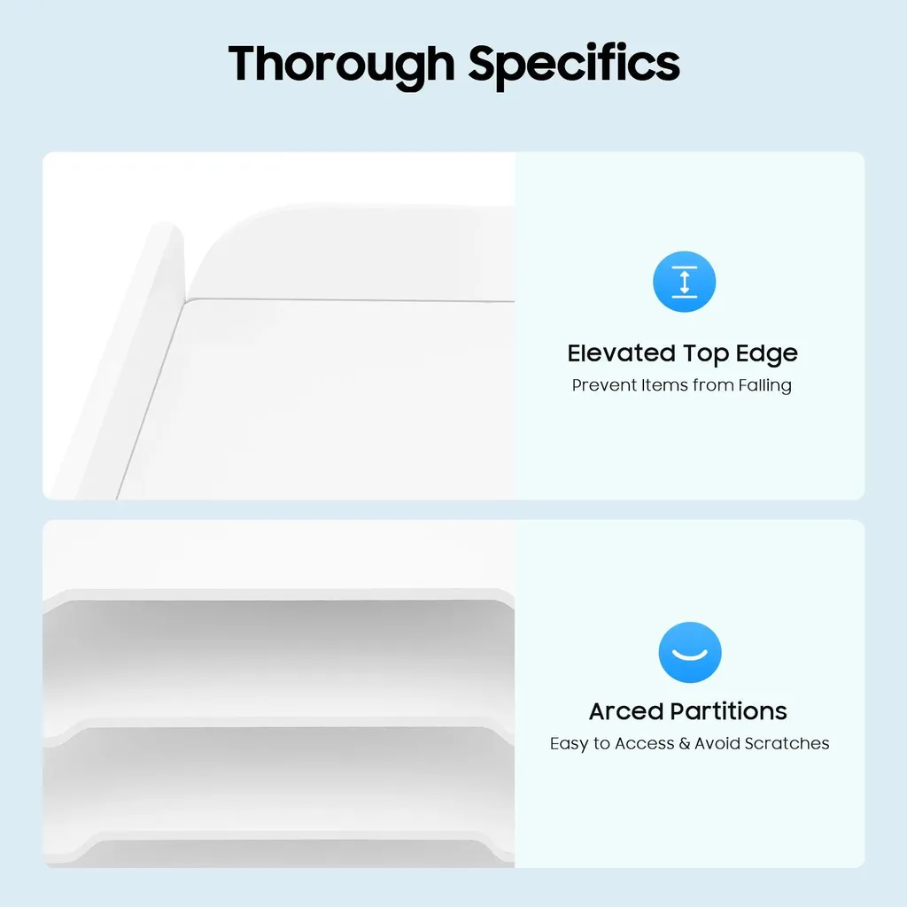 Trieur de documents de bureau à 7 compartiments en PVC blanc pour tri A4