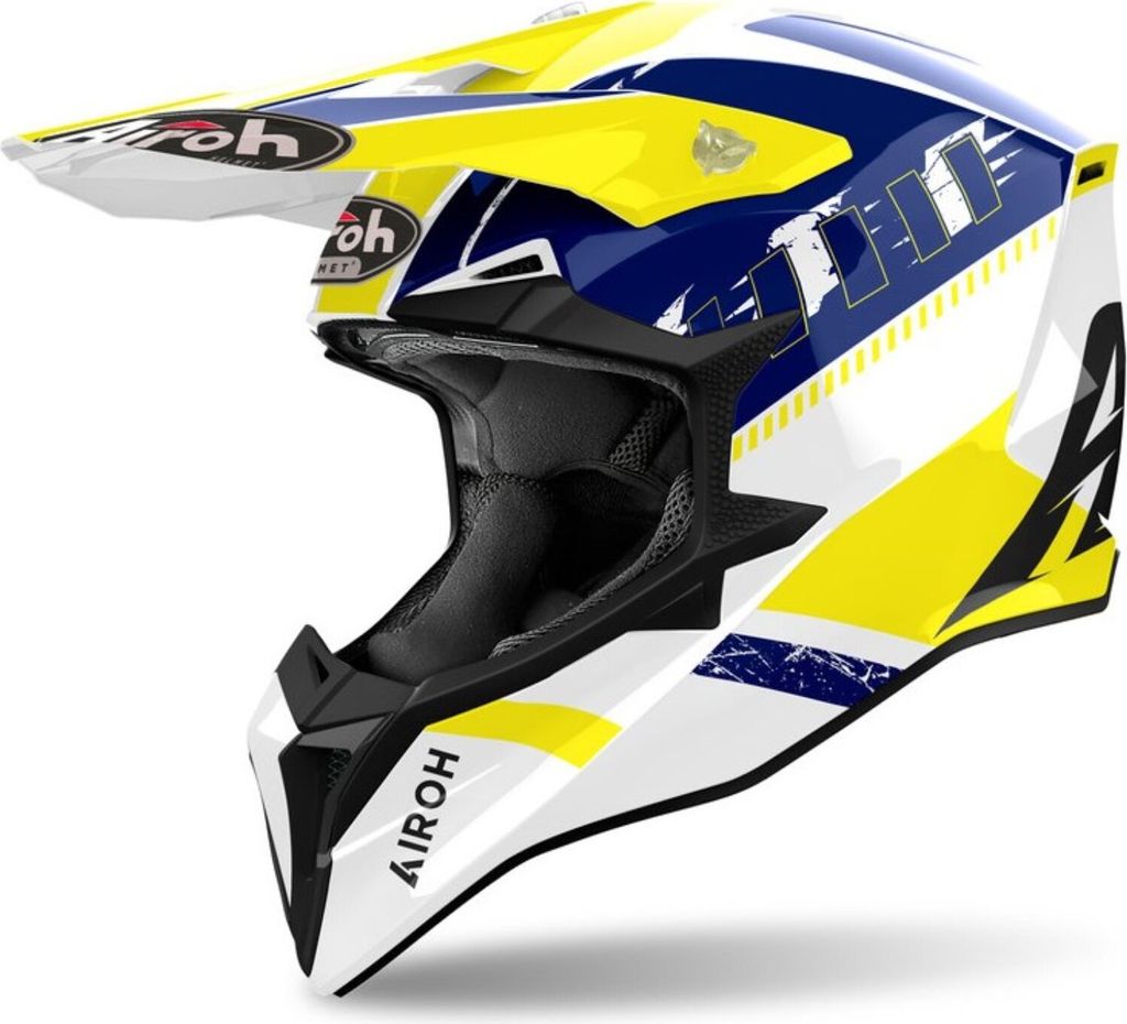 Airoh Wraaap Feel Motocross Helm, weiß/gelb/blau, S (55/56)