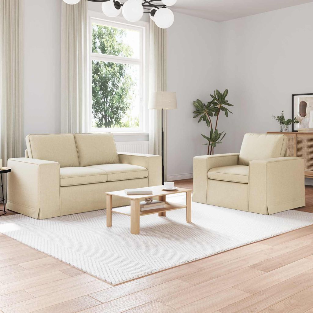 "Schlussverkauf" Sofa 2 Stück - Sofa set - Wohnlandschaft Komfortabel - Creme C14061