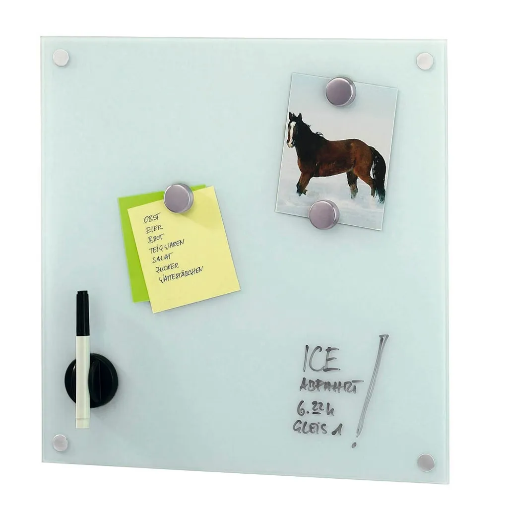Memoboard Vetro Bianco 40x40 cm - Lavagna Magnetica Design Minimal - 3