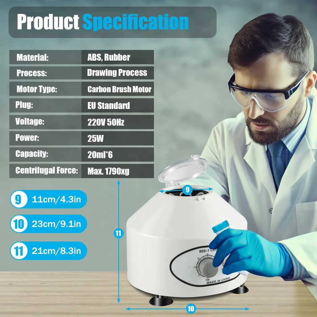 Centrifugeuse Stable 4000 tr/min : Fini les Vibrations 6 x 20 ml Blanche