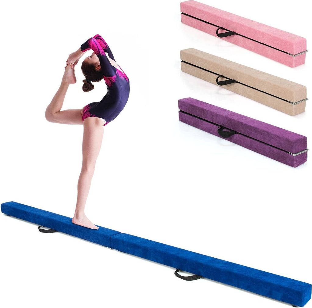 KOMFOTTEU Schwebebalken 210CM, Gymnastikbalken klappbar, Balance Beam Balancierbalken tragbar, balancierbalken rutchfest für Kinder Erwachsene bis...