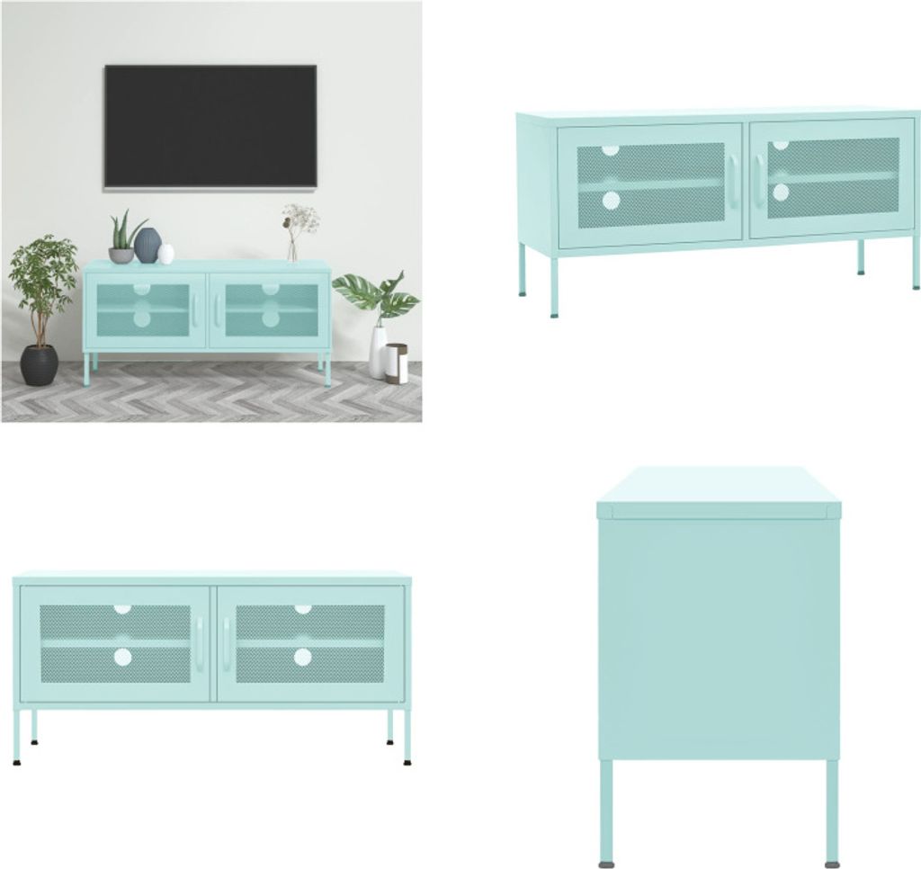 vidaXL TV Schrank Minzgrün 105x35x50 cm Stahl - TV-Schrank - TV-Schränke - HiFi-Schrank - HiFi-Schränke