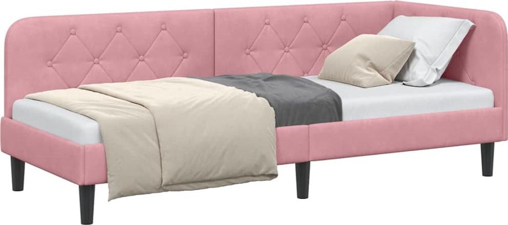 Eckbettgestell Rosa 80 x 200 cm Samt