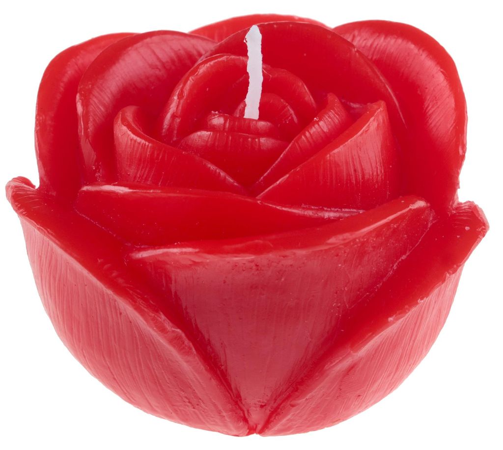 Kerze in Rosenform, Ø7cm x 4,5cm. Rosenkerze, Geschenk Rot