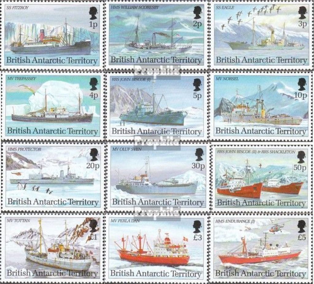 Briefmarken Britische Gebiete Antarktis 203-214 Jahrgang 1993 komplett postfrisch 1993 Schiffe