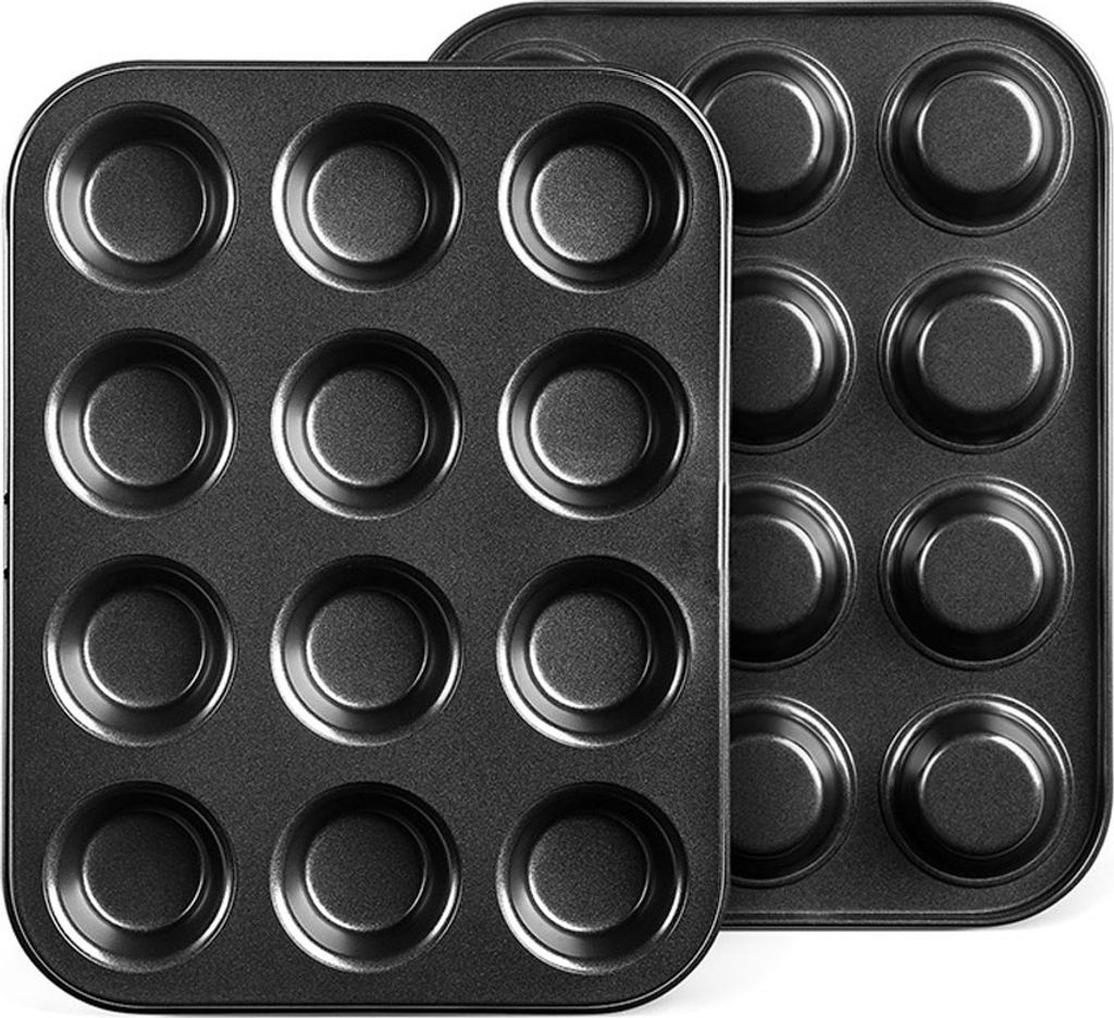 CANDeal 2er Set Muffinform Kohlenstoffstahl Backform für 12 Muffins, Muffin Backblech 20 x 25 cm, Cupcake Formen Antihaftbeschichtet