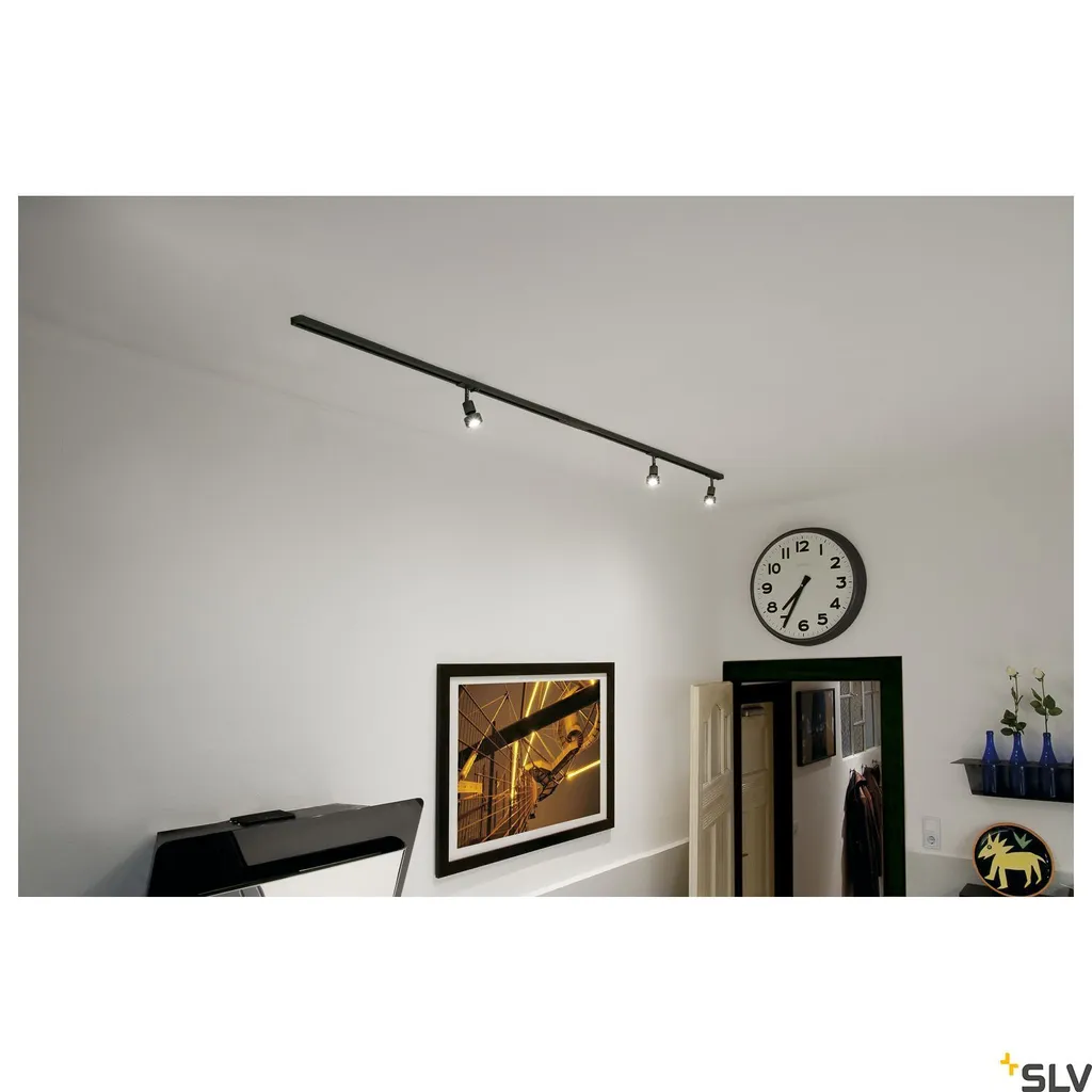 Rail 2m noir 3 spots Puri Track - Solution éclairage monophasé modulable - 2