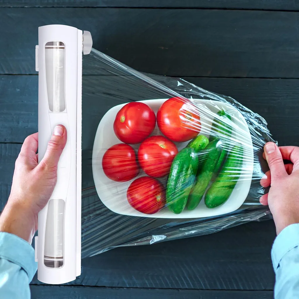 Dévidoir Magnétique de Cuisine 37cm Blanc avec Lame de Coupe Sûre x4