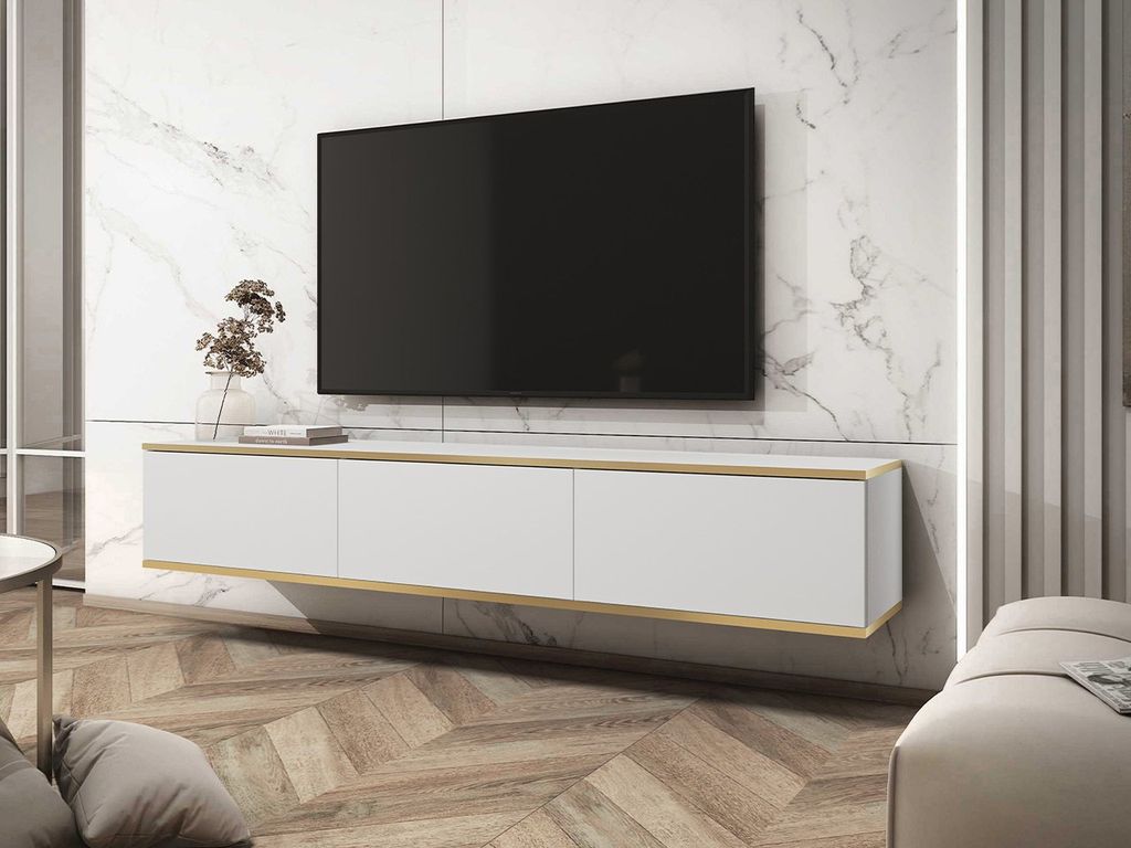 Tavolino per TV sospeso RUBEN 1 - bianco Immagine del prodotto 