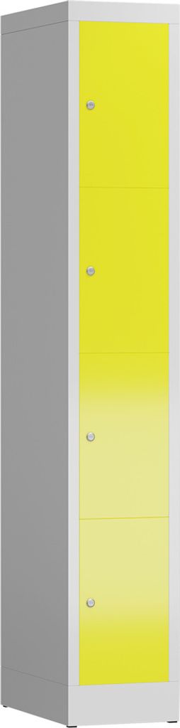 Schließfachschrank Fächerschrank 4 Fächer Spind 180x30x50cm lichtgrau/zinkgelb X-520416