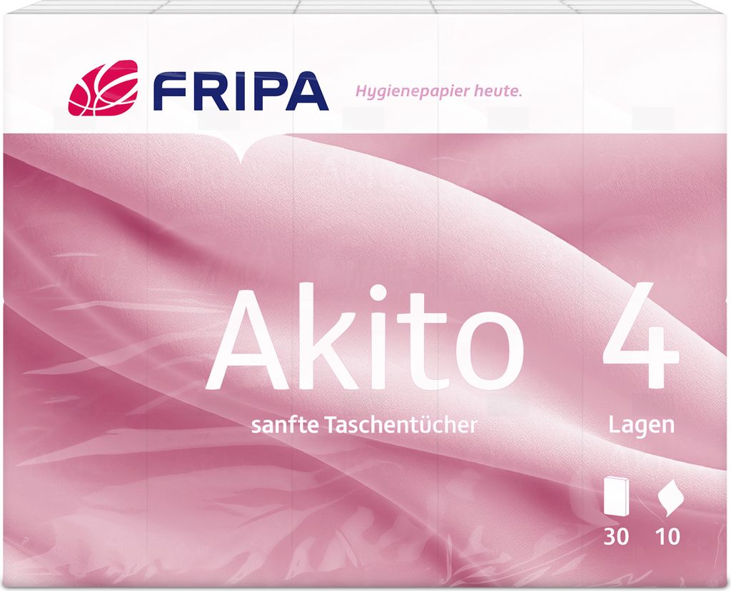 Fripa Taschentücher Akito 4-lagig hochweiß 30er Pack Produktbild 