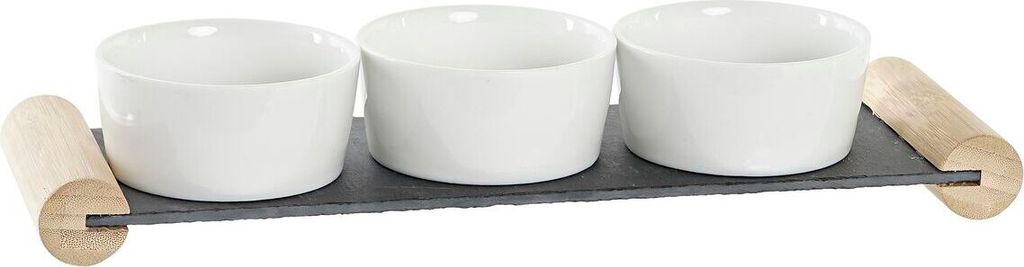 DKD Home Decor Appetithäppchen Tablett Blanco Gres Pizarra 33 x 10 x 5,8 cm