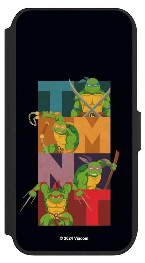 NIVOCASE Klapphülle für Apple iPhone 7 Handyhülle aus Kunst Leder NIVOflip schwarz Fanartikel Offizielles Lizenzprodukt Teenage Mutant Ninja Tu...