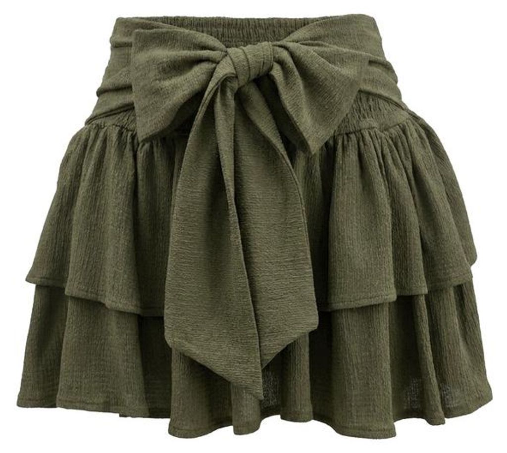 Damen-Minirock mit hohem Bund, Rüschen, Bindebändern und Produktbild 