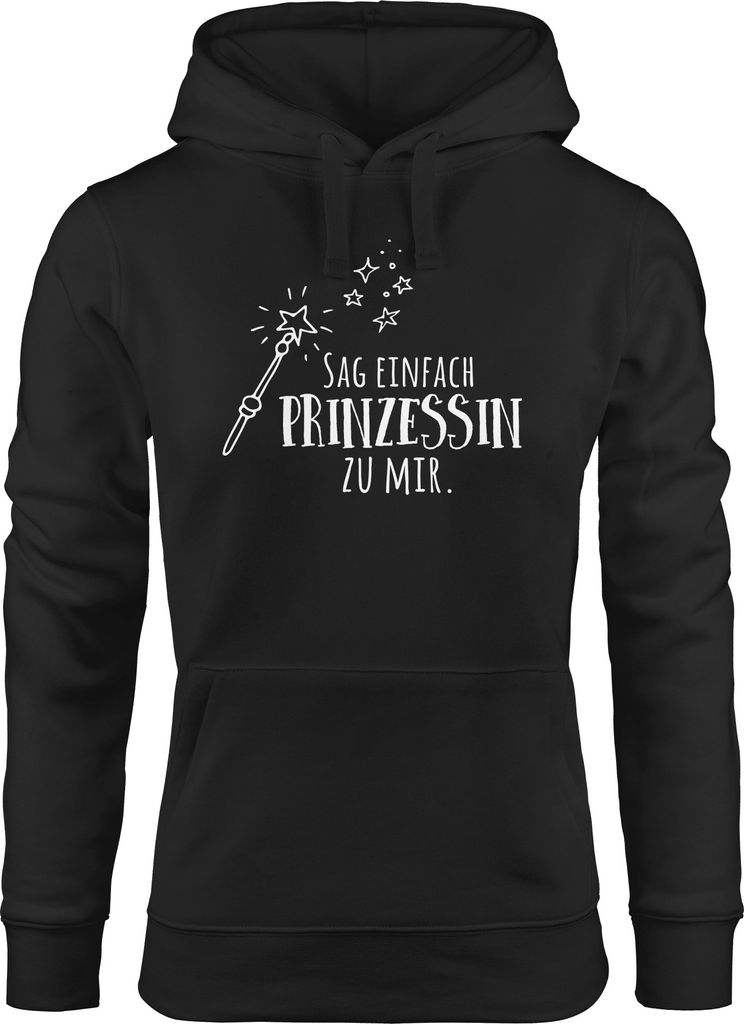 Hoodie Damen Sag einfach Prinzessin zu mir Sweatshirt Kapuze Hoody Moonworks schwarz XL