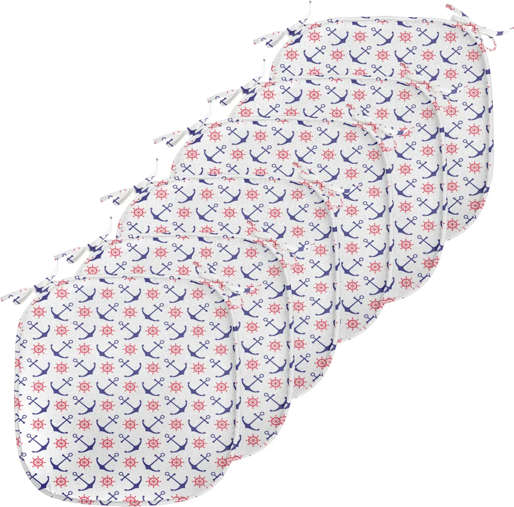 ABAKUHAUS Lot de 6 Galettes de Chaise 40x40 cm Bleu Roi Thème Journey