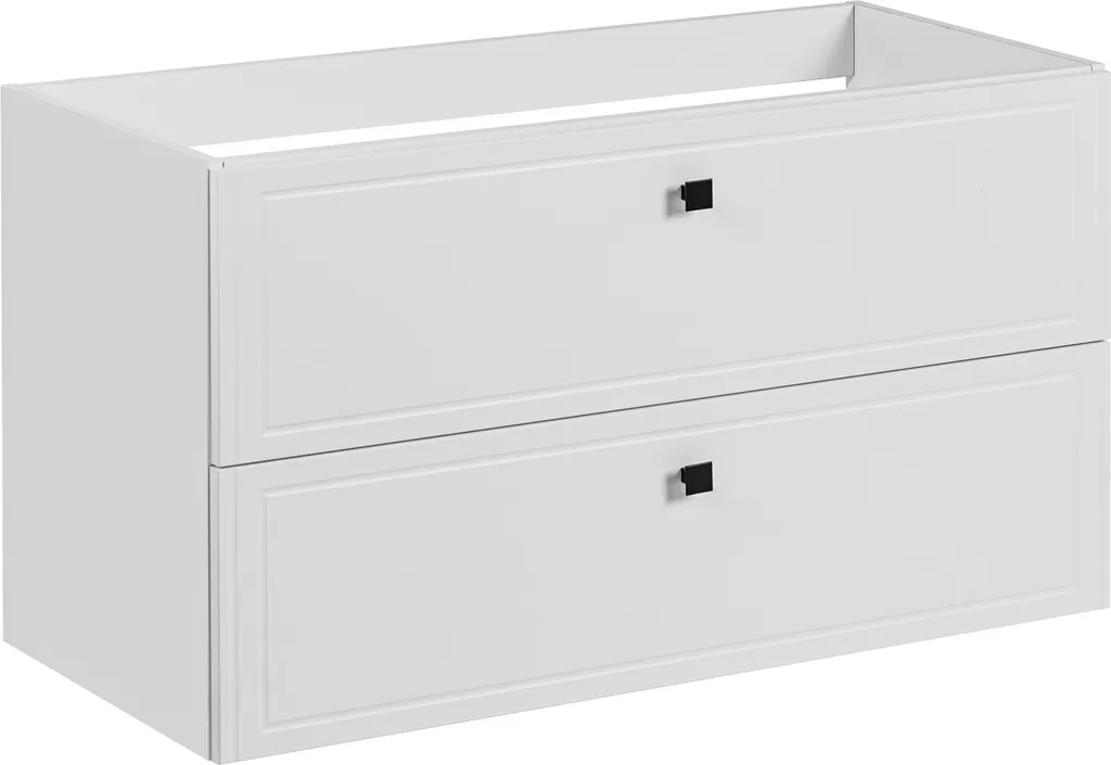 Meuble sous-vasque 100 cm blanc avec 2 tiroirs et plan de toilette stratifié