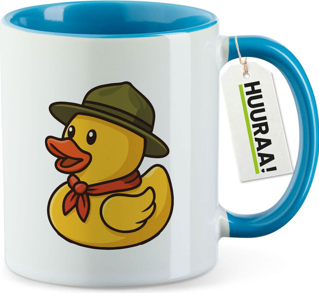 Huuraa Kaffeetasse Quietscheente Pfadfinder Gummiente Jungpfadfinder 330ml Blau Keramik Kaffeebecher Geschenkidee