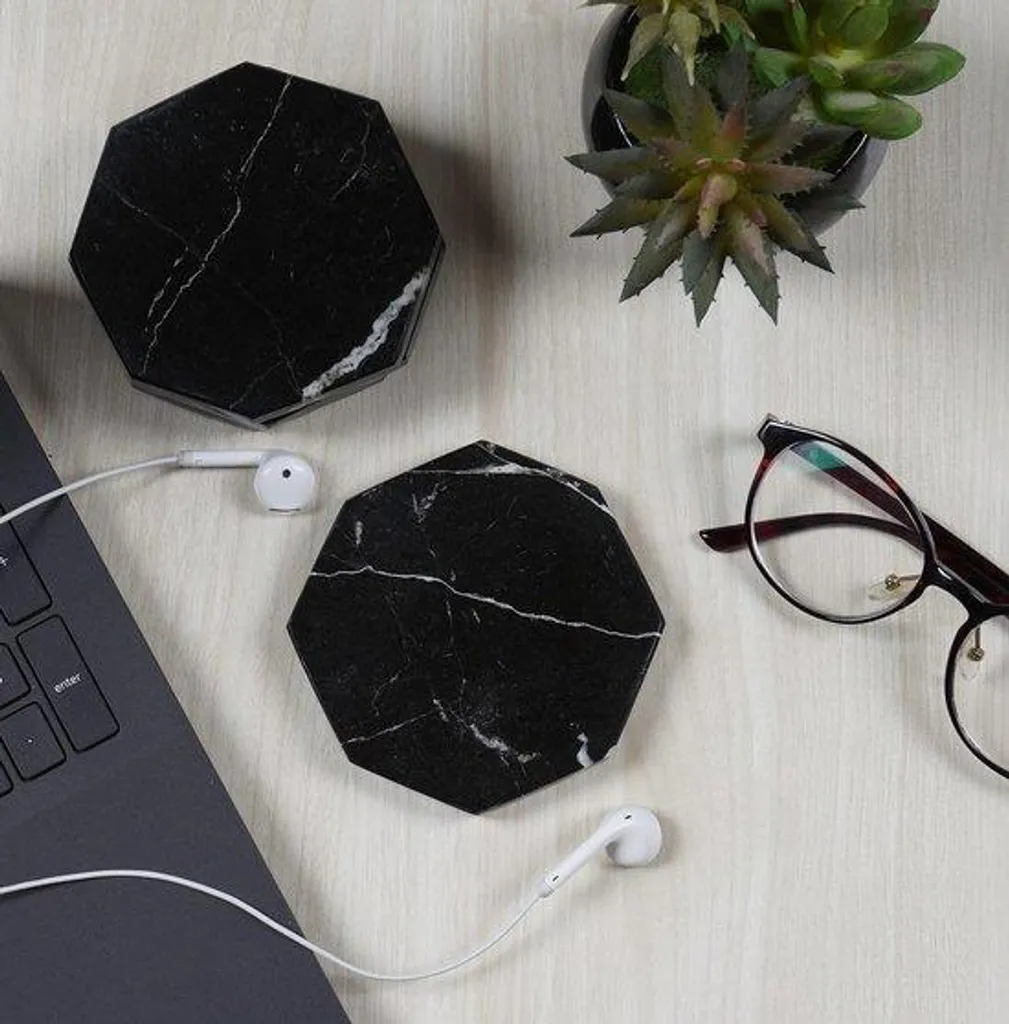 Sous-verres en marbre noir faits main en forme d'étoile - Lot de 6