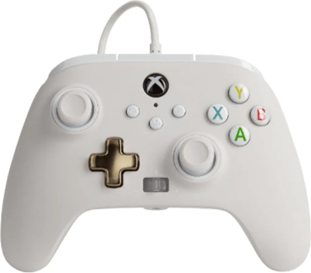 Manette filaire grise Xbox avec gâchettes texturées et prise casque