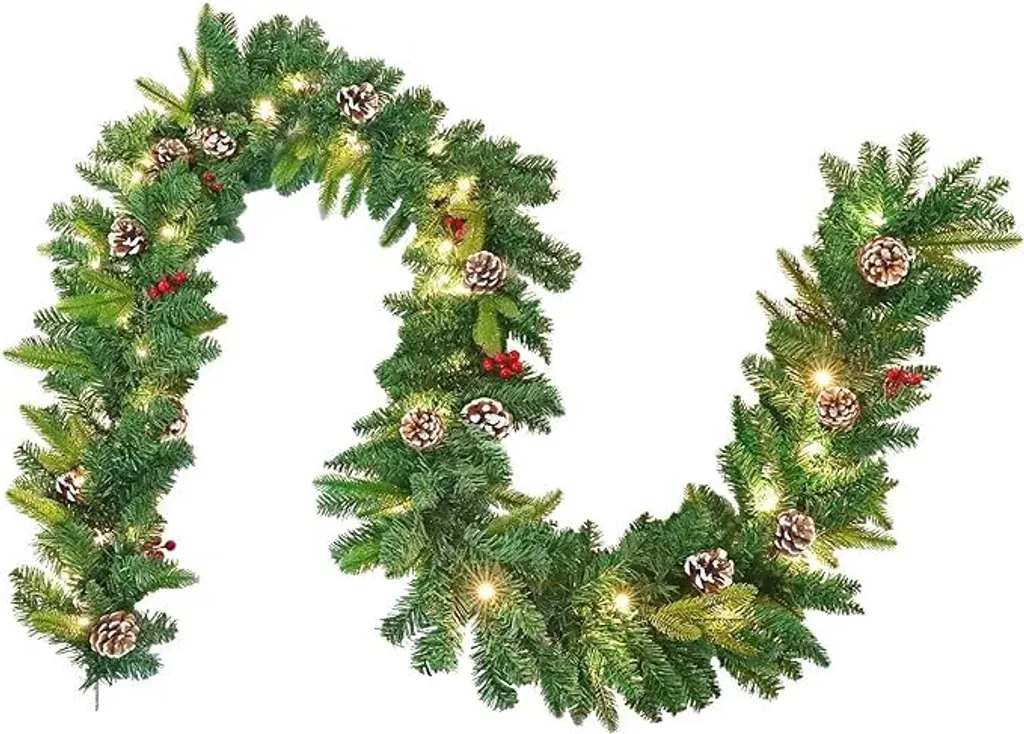 YUENFONG Guirlande de Noël 8m Lumineuse avec 125 LED Blanc Chaud