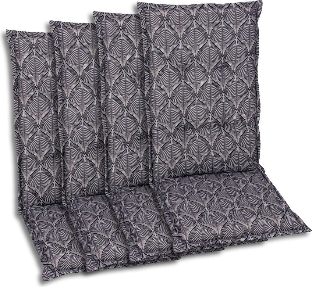 GO-DE Textil, Sesselauflage Mittellehner, 4er-Set, Farbe: anthrazit, Maße ca.: 108 cm x 50 cm x 7 cm
