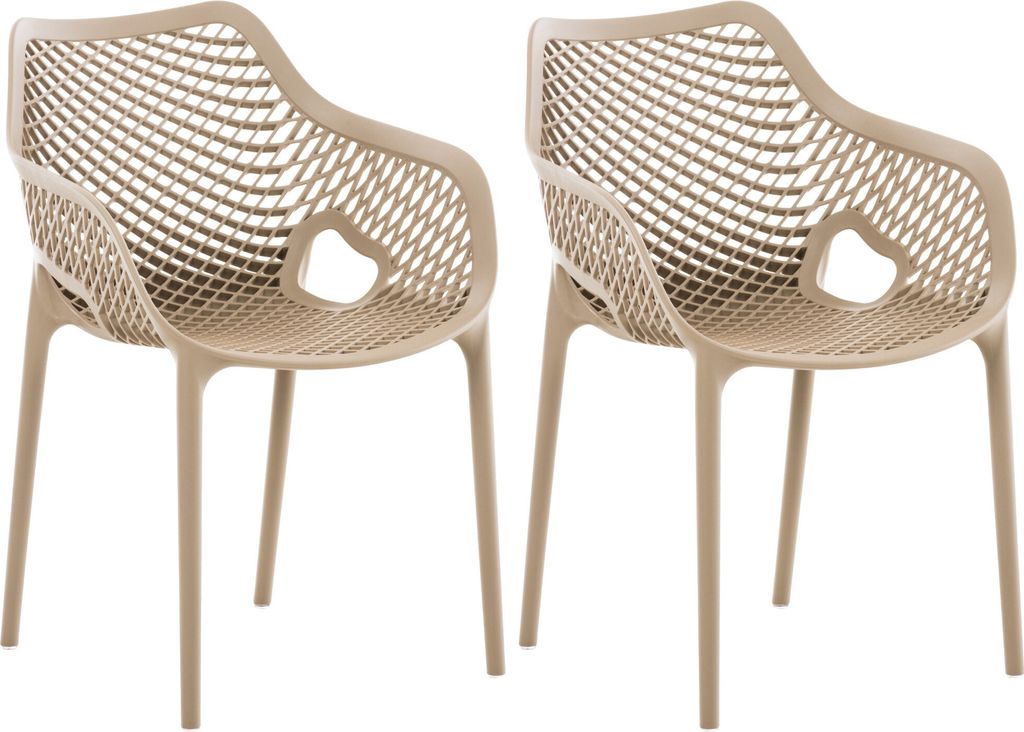 CLP Gartenstuhl Air XL 2er Set - Modernes Design, Kunststoff, Wetterfest, Stapelbar Farbe schlamm