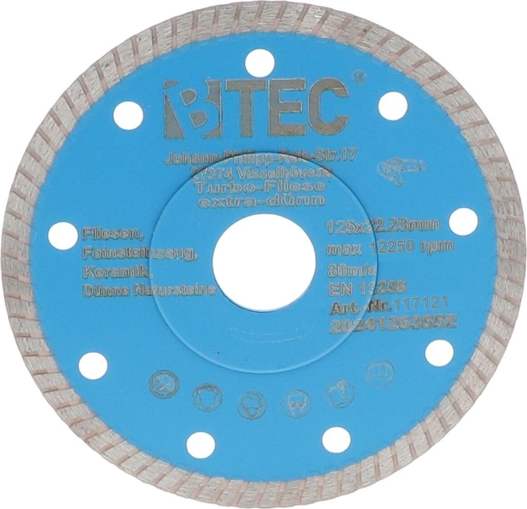 Diamant Trennscheibe Turbo Fliese Ø 125 mm extradünn 1,2 mm Premium blau