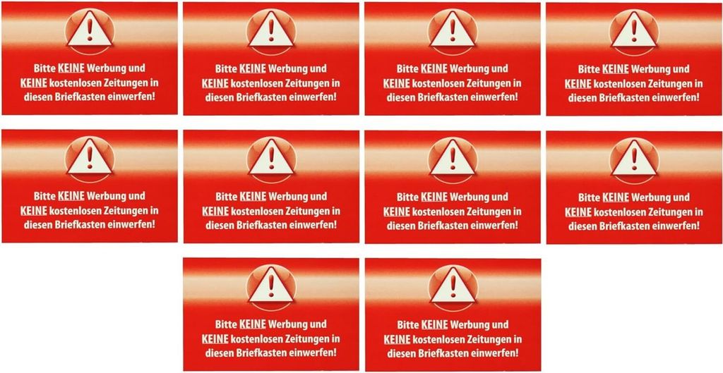 10 Aufkleber Schild Hier Bitte keine Werbung einwerfen Hinweis Warnaufkleber