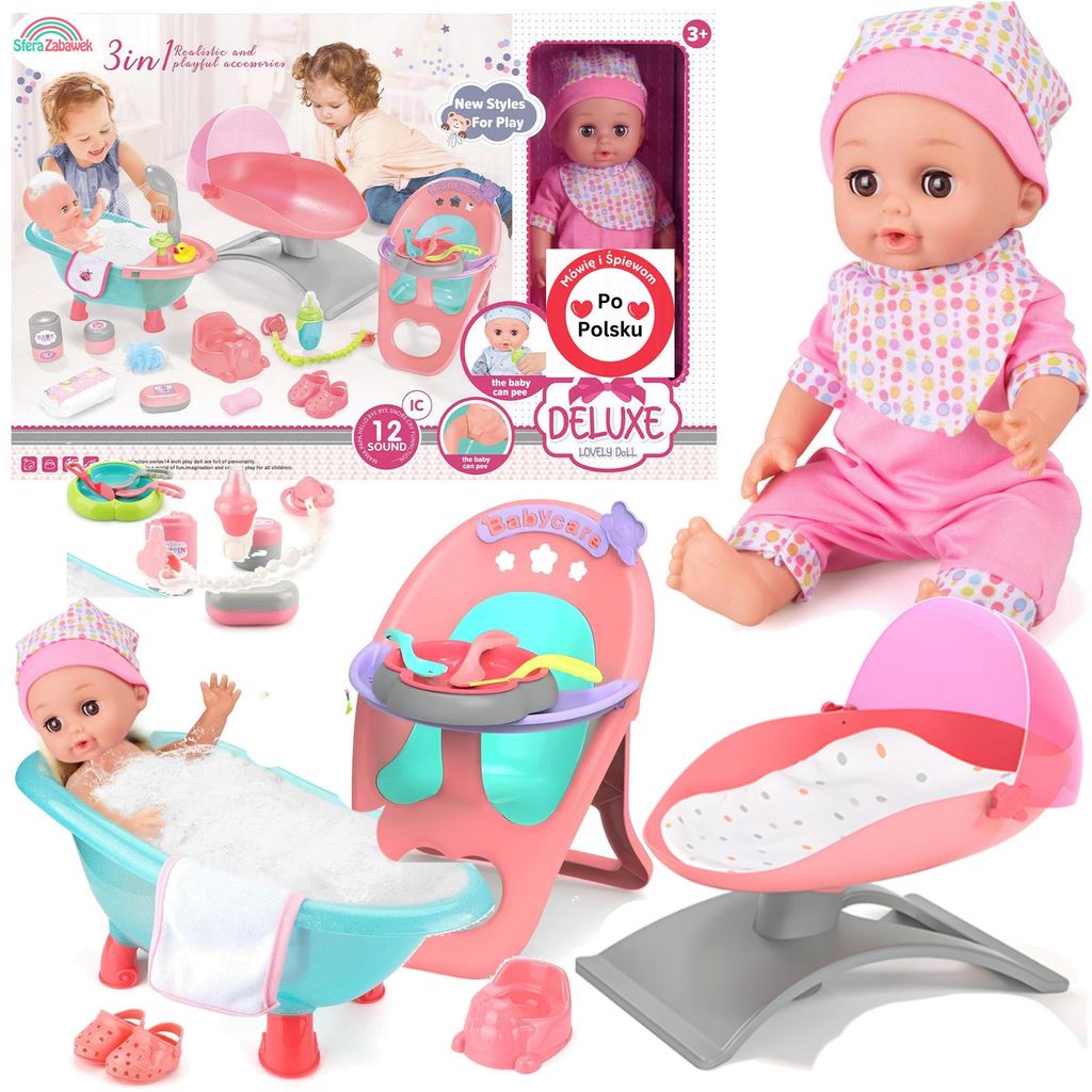 Funktionspuppe mit 3-in-1 Puppen-Pflegeset, Badewanne, Produktbild 