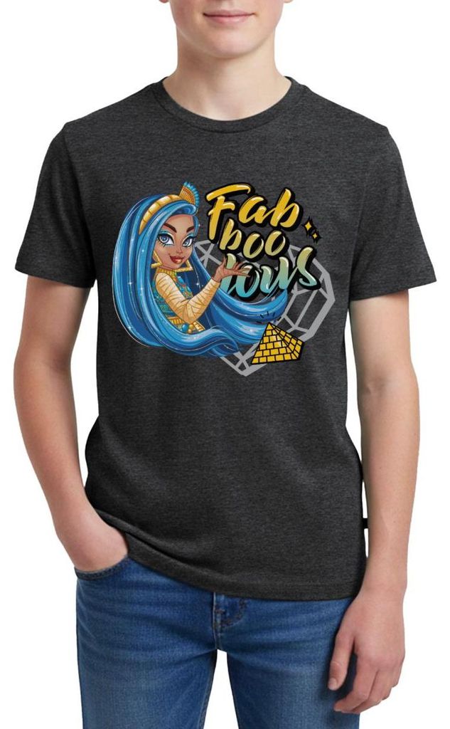Spreadshirt Monster High Cleo De Nile Fab-Boo-Lous Teenager Premium T-Shirt, 158/164 (12 Jahre), Anthrazit meliert