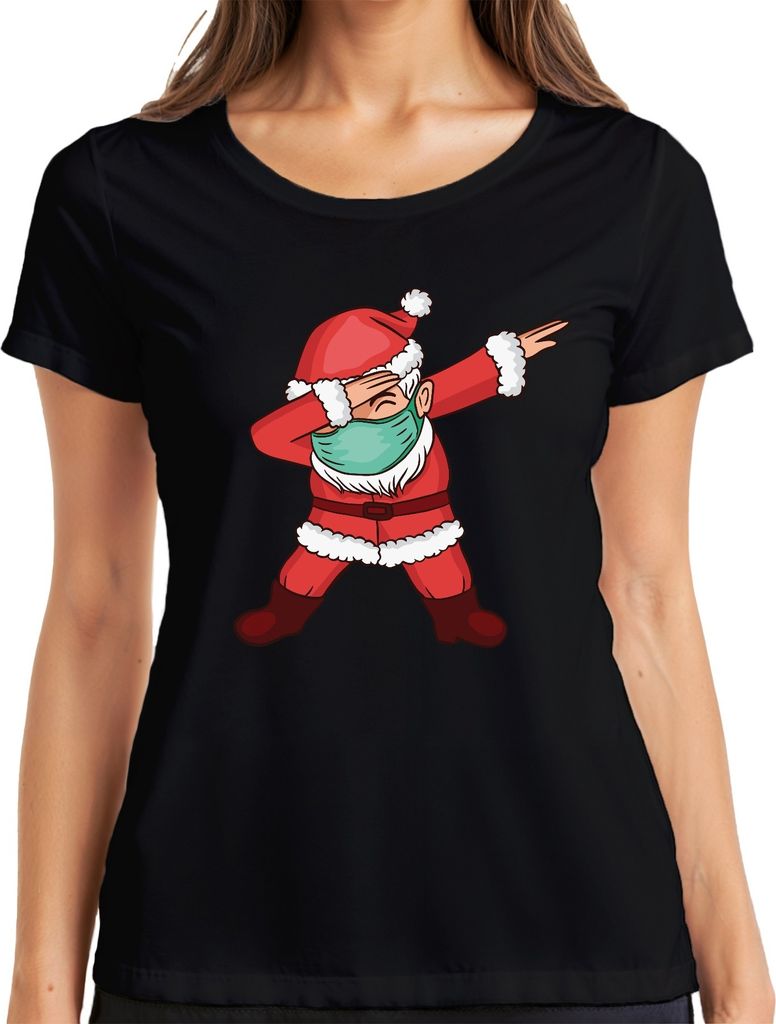 Dabbing Santa Covid Maske - Weihnachten Weihnachtsgeschenk Christmas Damen T-Shirt, Schwarz, 3XL